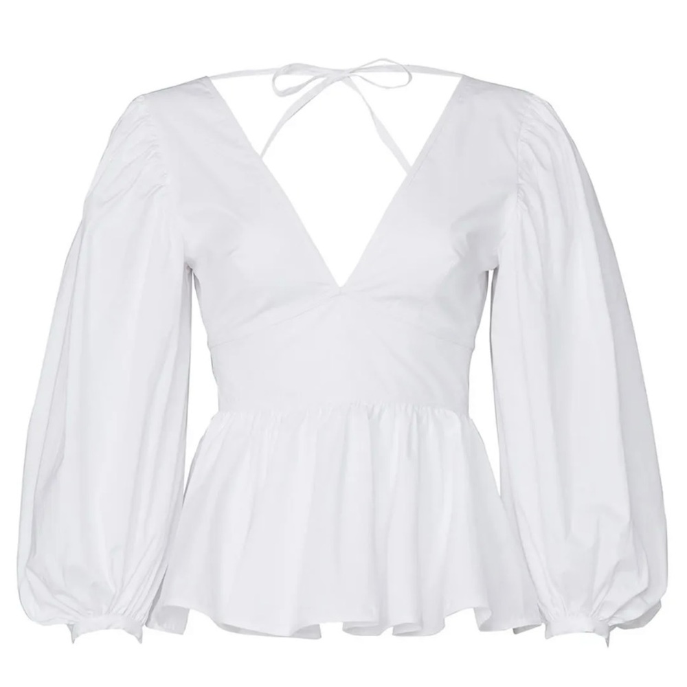 Staud Luna White Peplum Top